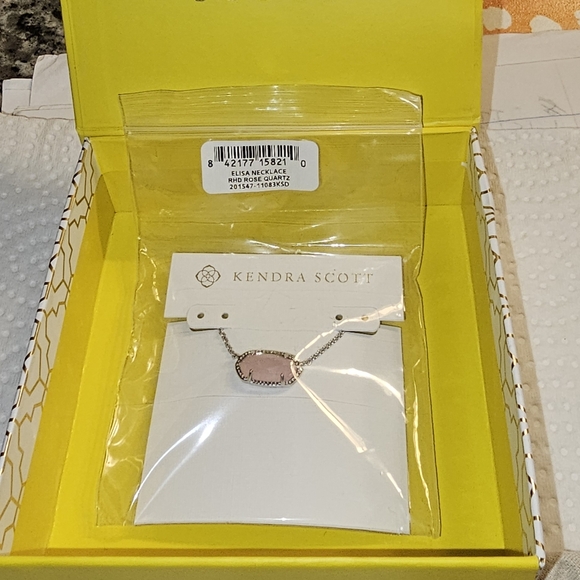 Kendra Scott. Elisa Elegant Silver and Pink Pendant Necklace. NWT. - Picture 5 of 7